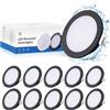 Gr4tec Faretti LED da Incasso per Cartongesso Nero, 10x 5W Faretto LED Interno Bianco Naturale 4000K, Faretti bagno IP65, Luci da Incasso 35mm Ultrasottili, Downlight Lampada da Incasso per Bagno