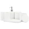 ZCCZ - Set di 6 accessori da bagno bianchi - Portaspazzolino, dispenser di sapone per lozione, 2 dispenser porta Qtip, vassoio da toeletta, bicchiere da bagno - Organizer decorativo da banco