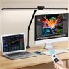 OUTON Lampada da Scrivania LED Doppia Testa, Braccio Snodabile Regolabile, USB-A & USB-C, Telecomando, 5 Temperature Colore, Dimmer Continuo, Timer & Memoria, Luce Monitor Ufficio & Homeoffice, Nero