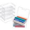 BENECREAT 6 Pack Scatola Contenitori Rettangolari di Plastica Trasparente per Contenitori di Stoccaggio con Coperchio per Articoli, Pillole, Erbe, Microsfere - (10cmx7cmx3.3cm)