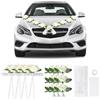 SUPAWAY Decorazione cofano auto matrimonio bianca con fiori, Set per la maggior parte dei modelli con 13 rose, ventose, 2x1,6 m di tulle, 12 fascette e 1 nastro adesivo, Addobbi per macchina da sposa