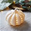 Lights4fun Zucca Decorativa di Halloween in Ceramica Bianca con LED Bianco Caldo a Pile
