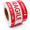 JaAoyoo 300 etichette adesive fragili per scatole di imballaggio, 5,1 x 7,6 cm, etichetta rossa di avvertimento con scritta This Side Up Fragile Label Handle with Care, adesivo forte adesivo