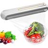 MeYuxg Distributore di pellicole magnetiche, tagliafogli con taglierino scorrevole, taglierina per cucina, rotolo per pellicola trasparente e pellicola di alluminio, bianco