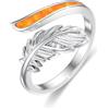ABIGY Anello con piuma, in argento sterling 925, con opale arancione, regolabile, per Natale, festa della mamma, compleanno, anniversario, regalo per mamma, figlia, moglie, nonna, sorella, fidanzata