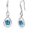 FANCIME Orecchini pendenti in argento Sterling 925 con pietra portafortuna, con ciondolo a forma di infinito, 10x2.4x31.2mm, Argento sterling, Topazio artificiale