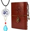 YouU Collana con ciondolo a forma di runa di Jayce con rose blu, in pelle, diario tascabile, 3 pezzi, 1, Vetro, Nessuna pietra preziosa
