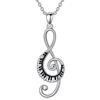 PROESS Music Note Necklace 925 Sterling Silver Piano/Dancer Ballerina Treble Clef Pendant Musical Jewelry Gifts for Women Girls