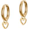 day berlin day.berlin orecchini a cerchio Gia da donna placcati oro 18k con piccolo ciondolo a cuore, 14mm di diametro, acciaio inox 316L, senza nichel e resistenti all'acqua