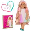 OG DOLLS Our Generation - Tessie - Bambola cresci capelli da 46 cm - Occhi color nocciola realistici e lunghissimi capelli arcobaleno - Giocattolo per bambini dai 3 anni in su