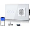 BSEED Interruttore Touch Smart a 1 Via con 3 Tasti e WiFi, Presa Terre Standard, Compatibile con Alexa, Tuya, Smart Life, Nessun Filo di Massa Richiesto, Bianco