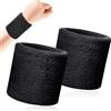 Quelcc 2 Pack Polsini Tergisudore, Polsino Sweatband Sportivo, Polsini Palestra da Donna e Uomo, Fasce da Polso per Sport Nere Morbido Cotone Addensato, per Basket Palestra Fitness Tennis
