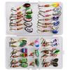 RoseFlower Kit di Esche da Pesca, 31 Pcs Artificiale Richiamo Set per Trota, Persico, Luccio - Spinning Accessori Con Vermi, Esche Dure, Ganci Singolo, Insetti