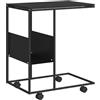 vidaXL Tavolino con Ruote Nero 55x36x63,5 cm in Legno Multistrato
