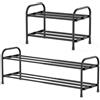 Kepuarm Scarpiera Espandibile, Metallo Nero, 45-80 cm, Supporto Regolabile per Dormitorio, Casa in Affitto, Balcone, Scarpiera Stretta Impilabile, Montaggio Facile (2 Livelli)