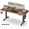 VASAGLE Scrivania Elettrica Regolabile in Altezza, 70 x 160 x (72-120) cm, Tavolo Regolabile in Continuo, Funzione di Memoria con 4 Altezze, Marrone Vintage LSD176X01V1