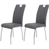 Hela Tische, Andrea - Set di 2 sedie per sala da pranzo, rivestimento in similpelle di colore grigio, struttura tubolare a sezione circolare, finitura cromata, 100 x 43 x 64 cm