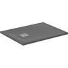Ideal Standard - Ultra Flat S+, Piatto doccia rettangolare ultrasottile in resina effetto pietra, 90x70cm, Ideal Solid, Scarico lato corto, Grigio cemento