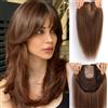 HAIRCUBE 16 pollici Capelli Toppers per le donne Capelli Umani reali 7x8inch Grande Base senza Bangs, Top Hair Pieces Capelli Umani Toppers per le donne con i capelli sottili(marrone miele)