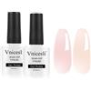 Vnicesli 2 Colori Smalto Semipermanente Unghie Kit, Rosa Nudo Trasparente Soak off UV LED Smalti Manicure Francese Gel Kit 10mlx2