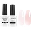 Vnicesli Set di 2 smalti UV per unghie naturali, colore rosa latteo e nude, 10 ml x 2