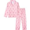Ewbob Pigiama Ragazza Maniche Lunghe, Due Pezzi di Pigiama di Seta Autunno Inverno, Regalo per Bambini da 5 a 14 anni-C16-001-Pink-9-10a