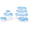 Emsa N10316 - Set di contenitori salvafreschezza Clip & Close da 7 Pezzi, Dimensioni: 0,15 l, 0,2 l, 0,55 l, 1,1 l, 2 l, 2,2 l, 100% Impermeabile e igienico, Guarnizione Fresca, Senza BPA, Blu