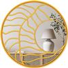 FANTASK Specchio decorativo rotondo da parete con telaio in metallo dorato, grande specchio asimmetrico come decorazione da parete per soggiorno, camera da letto, corridoio, sala da pranzo, φ80 cm