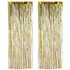 Relaxdays Set di 2 Tende a Frange, Decorazione per Compleanni, Tenda Luccicante a Fili, 100 x 250 cm, Oro