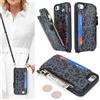 SailorTech Custodia per iPhone 7 Plus in Pelle Portafoglio con porta carte di credito, Cover per iPhone 8 Plus Cellulare Regolabile Collana con slot per carte di credito - Leopardo Nero