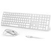 OMOTON Tastiera e mouse wireless Bluetooth per Mac (MacBook Air/MacBook Pro/iMac/iMac Pro), tastiera e mouse USB ricaricabili per Mac OS, con 3 canali Bluetooth, scrittura silenziosa, argento