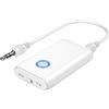 ORIA Adattatore Bluetooth 5.3, 2 in 1 Adattatore Aux Bluetooth Jack 3.5mm, Ricevitore Audio Bluetooth con Riduzione del Rumore per Auto, Altoparlanti, Impianti Stereo e Cuffie - Bianco