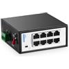 YuLinca Switch mini industriale a 8 porte, 10/100 Mbps Fast Ethernet, incluso supporto DIN per guida e montaggio a parete, YuLinca non gestito IP30 (da -40 a 185°F)
