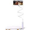 QINGZY Supporto Cellulare a Collo di Cigno Regolabile a 360°, Braccio Lungo Flessibile per Smartphone per Letto, Ufficio, Scrivania, Camera da Letto (Bianco)
