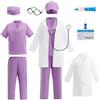 Lito Angels Children's Apparel Lito Angels Costume da Dottore per Bambine, Set Medico Viola con Camice Cappello Mascherina, Per Scuola Giochi di Ruolo, Viola 4-5 Anni