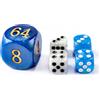 BESCON DICE Set di 5 dadi da backgammon da 30 mm, cubi grandi per raddoppiare backgammon da 30 mm, 4 dadi da 16 mm (blu/bianco marmorizzato)