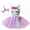 Sincere Party vestito tutu arcobaleno unicorno per festa di compleanno ragazze, Halloween, carnevale, Natale, costume cosplay unicorno 2T-4T(90cm-100cm)
