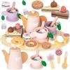 Nene Toys Servizio da Tè in Legno per Bambini dai 2 Anni - Dinette Tea Party 18 Pezzi con Teiera, Tazze & Dolcetti - Gioco di Imitazione Montessori, Legno FSC® - Regalo 2-5 Anni