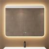 doporro Specchio Bagno LED 100x80 cm Rettangolare Retroilluminato con Interruttore Tattile Dimmerabile 3 Colori Antifog in Vetro Temperato HD, Installazione Orizzontale o Verticale