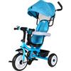 Triciclo Passeggino per Bambini 69x49x98 cm con Parasole e Campanellino Trico Funny Blu