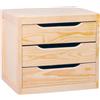 Cassettiera da Tavolo 3 cassetti 39x30x29,5 cm in Legno di Pino Naturale