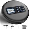 kuephom Lettore cd portatile con altoparlanti, discman ricaricabile con bluetooth, walkman cd con cuffie