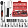 YWHWLX Set di 46 chiavi a bussola a cricchetto da 1/4, con custodia, include bussole metriche e barra di estensione per riparazione auto e manutenzione domestica