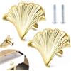 GUOSIYAO Pomelli Per Armadietti Maniglie Per Mobili Retrò Manico A Foro Singolo Maniglie Per Armadietto A Forma Di Foglia Maniglie Per Porte Di Armadietti Da Cucina Cassettiere Comò 2Pcs (Oro)