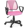 HJH Office 725104 Sedia Girevole per Bambini KIDDY CD Tessuto a rete Rosa, Schienale Regolabile in Altezza