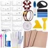 QUKLOGEN Set di 68 Pezzi Fogli di Teflon per Maglietta,12 Guida del Righello Della Maglietta T-Shirt 3 Fogli di Teflon per Pressa a Caldo 2 Nastro Resistente al Calore per Accessori da Cucito Sublimazione