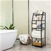 Aquzee Scaffale Bagno, Mobiletto Bagno Salvaspazio a 5 Ripiani, Scaffale Portaoggetti in Metallo Nero, Ripiano Regolabile in Altezza per Soggiorno, Cucina, Balcone, 30D×40W×120H cm