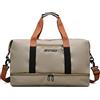 FANDARE Borsone da Viaggio Borsa Palestra Uomo Donna Borsa Sportivo Weekender Borsone Piscina Nascita Ospedale Borsa a Spalla Borsa da Viaggio Sportiva Palestra con Scomparto Scarpe Cachi
