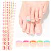 JSRQT 150 Pezzi Unghie Finte per Piedi French Gel, 5 Colori Punte per Unghie Francese Corto Quadrato, 3 in 1 X-Coat Stick Unghie French Press on Toenail, Donne Ragazze Nail Art Salone Bellezza