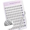 LZM Ciglia Finte Ciuffetti Autoadesive C Curl Pre-Incollate Ciuffetti Ciglia Finte Non Richiede Colla Kit Lash Extension Con Pinzette Pre Glued Cluster Lashes (WMY)